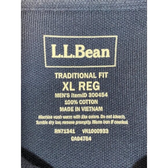 L.L.Bean Traditional Fit 100% Cotton Crew Neck Polo Top Navy Blue Men's XL REG - Picture 3 of 6